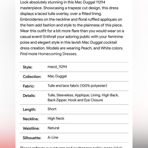 Mac Duggal 11294 - Ruffled Tulle Overlay Cocktail Dress/ size 4 - Picture 5 of 9